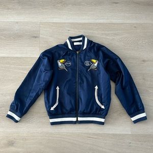 Stella McCartney Kids navy blue satin Toucan Bomber Jacket Boys - Size 10